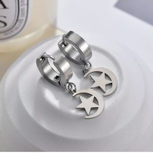 💖 Hypoallergenic Stainless Steel Moon/Star Earrings NEW